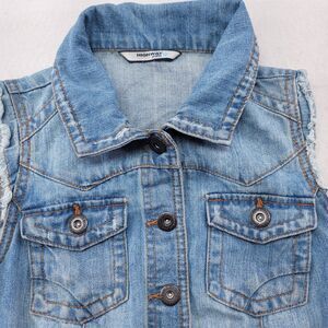Highway Casual Button Up Sleeveless Denim Vest Girls Size Medium M Blue